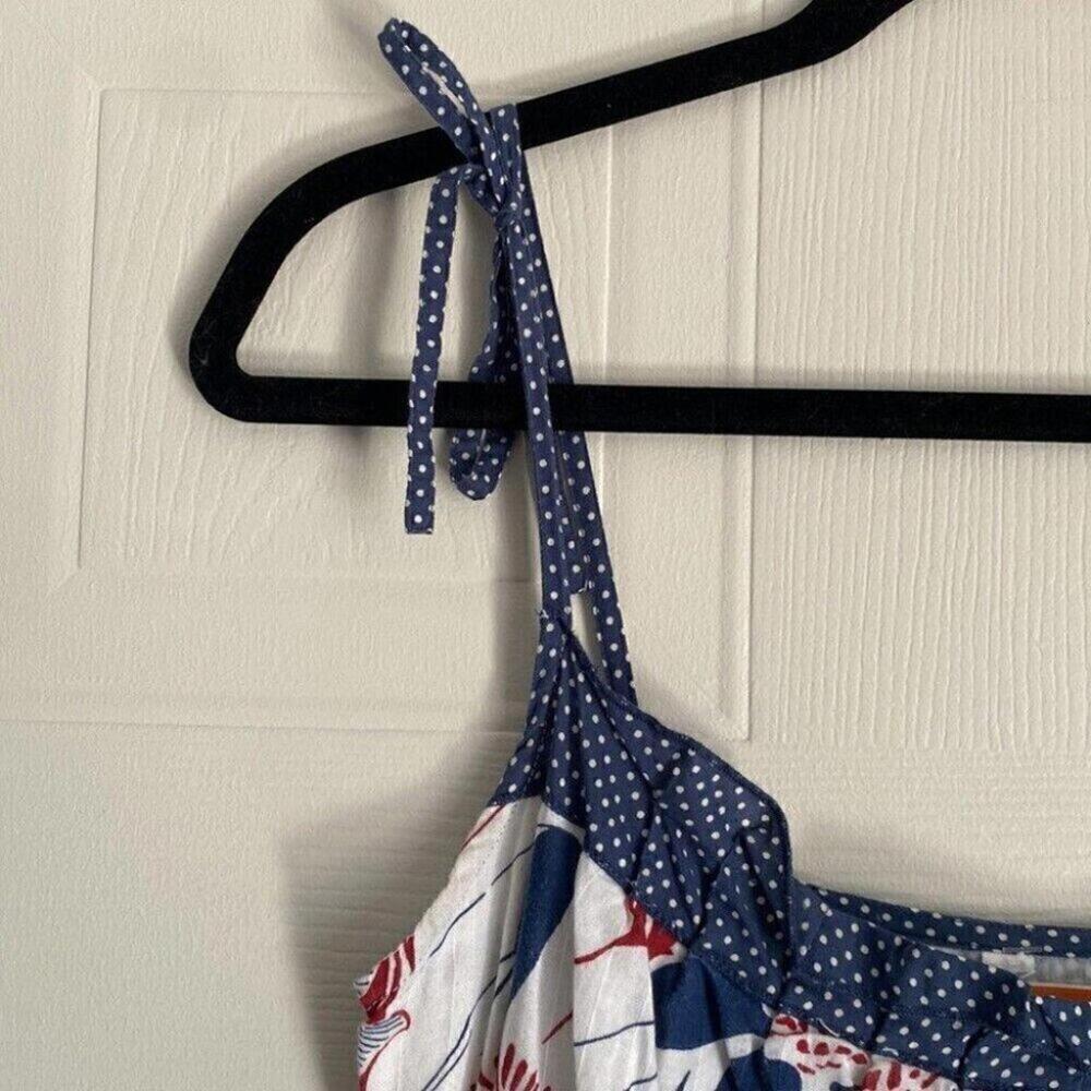 Retro Floral Sundress Blue White Small - Picture 5 of 13